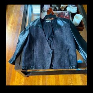 HELMUT LANG Blazer fits size medium;black with leather sleeves